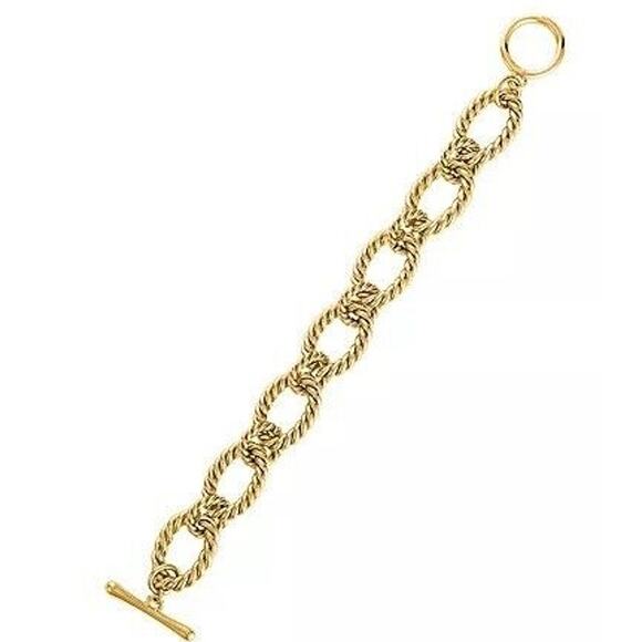 Oma Tha Label 18K Gold Plated Rope Bracelet Handmade Textured Trendy Thick NWT - Picture 2 of 7